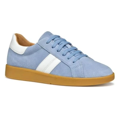 Image of Geox Meleda Trainers, Women&#039;s, Size: 3, Light blue/white leather and imitation