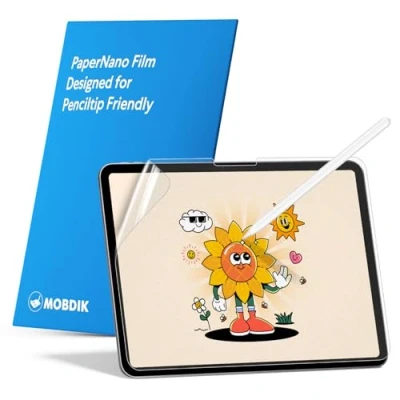 Image of MOBDIK 2 Pack Paper Nano Screen Protector Compatible with iPad Air 13 / Pro (2024), New Version Crafted for Natural Writing, Less Reflection, Nib Friendly, Easy Installation Kit