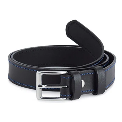 Image of Kids Leather Belt K1D5 (Black/Blue, 70 cm (Total length 89 cm))