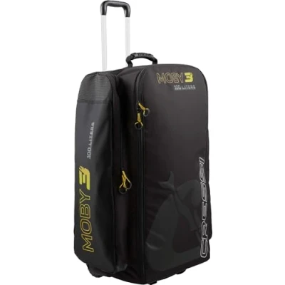 Image of CRESSI Moby 3 Trolley Bag Robust and Spacious ideal for Sports Activities Travel, Black/Yellow, 100 L, Unisex