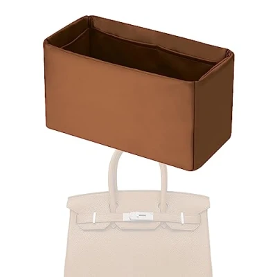 Image of XYJG Silk Bag Organiser Insert Fits Hermes Birkin, Luxury Handbag &amp;Tote Shaper (BK35, Gold)