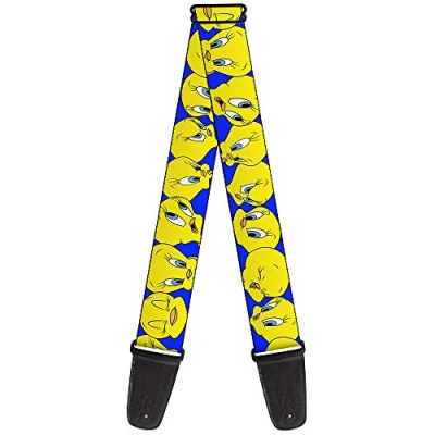 Image of Buckle Down GS WLTTW016 Guitar Strap &quot;Tweety Bird CLOSE UP Expressions Royal Blue&quot;