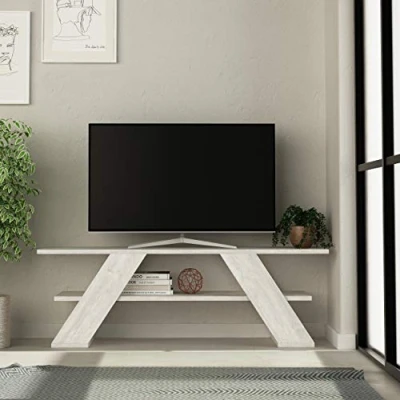 Image of Farfalla Modern tv Stand Multimedia Centre Unit With Shelves 120cm White Decortie