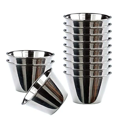 Image of Happy Friends Pudding Moulds Stainless Steel Basins Egg Tart Mold Small Mini Cases Individual Cake Tins Yorkshire Set of 12 Ø 7 cm