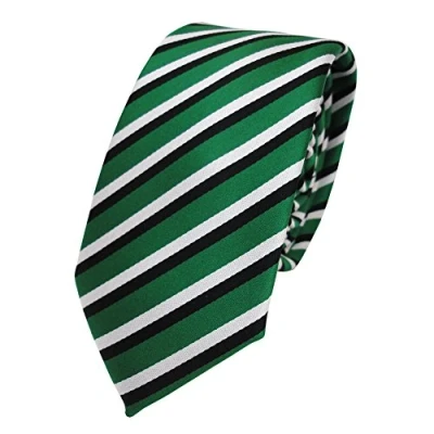 Image of TigerTie narrow Designer tie necktie green signal black white striped