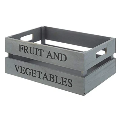 Image of Premier Housewares Fruit and Vegetables Crate, Grey, Paulownia Wood, Plywood