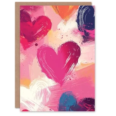 Image of Artery8 Valentines Day Greeting Card Love Heart Painting No Message Blank For Him or Her