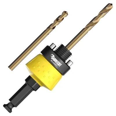 Image of 3 x SabreCut HSARB02K1 Qwik Switch Spring Loaded Fast Change A2 Hole Saw Arbor and M35 Cobalt Drill Bits Kit 11mm HEX Shank Compatible with 32mm to 160mm Saws