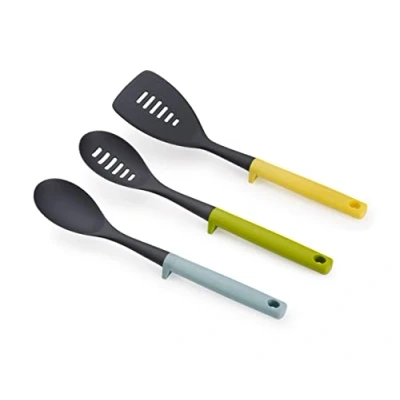 Image of Joseph Duo 3 piece Utensil Set with integrated tool rest, Hygienic Cooking Kitchen Utensils for use non stick cookware, Opal