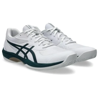Image of Asics GAME Clay court tennis shoes, Men&#039;s, Size: 6.5, White/saxon green shoes