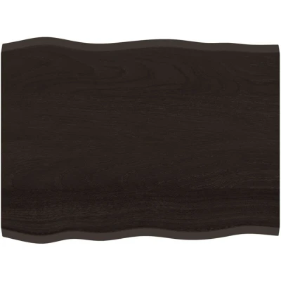 Image of vidaXL Table Top Dark Brown 80x60x2 cm Treated Solid Wood Oak Live Edge