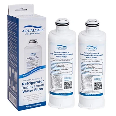 Image of Aqualogis Refrigerator Water Filter Compatible with Samsung DA97 17376B, 08006C, HAF Qin, Qin/EXP (2 Pack)