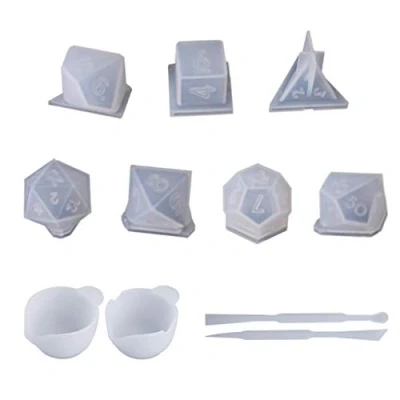 Image of Dice Game Silicone Mould,Jewelry Moulds,Silicone Mould,Resin Casting Mold Kit 11pcs/Set UV Resin Mould DIY Craft Moulds Epoxy Making Tools Handmade Gifts
