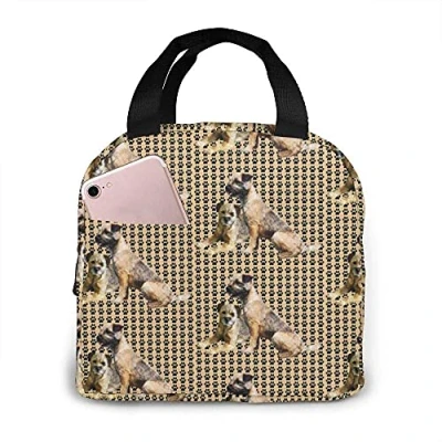 Image of Lunch Bag Border Terriers and Paw Tote Boxes Reusable Insulated Cooler Water Resistant Thermal Meal Snack