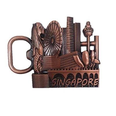 Image of 3D Singapore Fridge Magnet Bottle Opener Travel Souvenir Gift Collection Home Kitchen Refrigerator Decoration Metal Magnetic Sticker