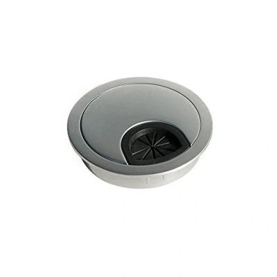 Image of Emuca Round built in metal grommet for table/desk/worktop, Ø60mm, Matt chrome