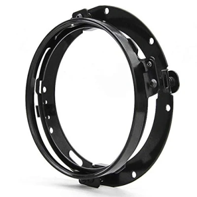 Image of HANEU (Black 7&quot; inch Round LED Daymaker Projector Headlight Trim Ring Mounting Bracket for Headlight/Street Glide
