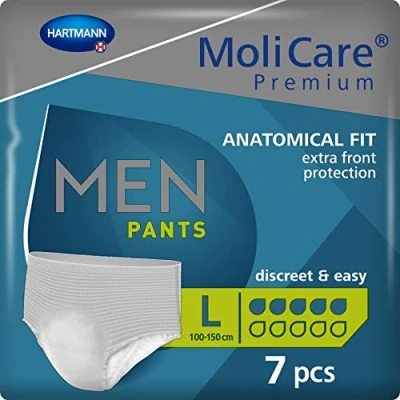 Image of MoliCare Premium Men Pants, Discreet Usage for Bladder Weakness Specially Men, Aloe Vera, 5 Drops, Size L, Pack of 7