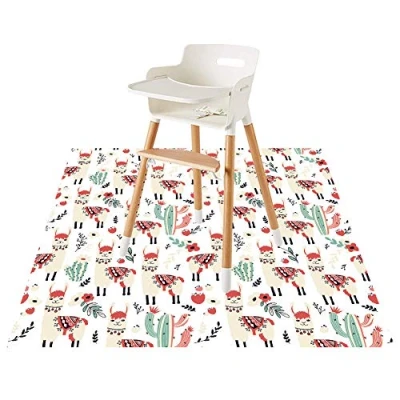 Image of Baby Splat Floor Mat for Under High Chair/Arts/Crafts by CLCROBD, 51&quot; Waterproof Anti Slip Food Splash Spill Eating Mess, Washable Protector and Table Cloth (Alpaca)