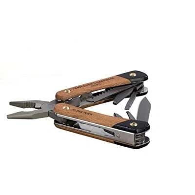 Image of Gentlemen&#039;s Hardware Multitools No. 627 Wood Handled Plier Multi Tool, 12 in 1, Titanium Finish