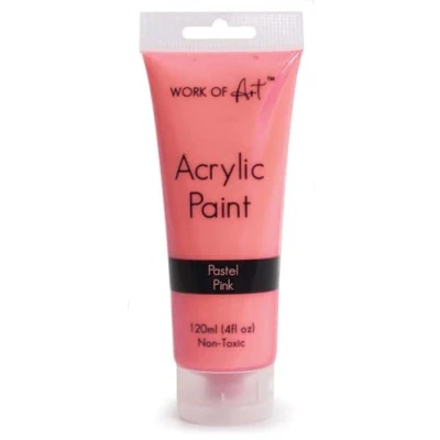 Image of Quickdraw 120ml Pastel Acrylic Paint Tubes Assorted Colours Water Based Non Toxic Paints for Artists (Pastel Pink)