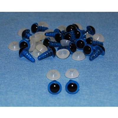 Image of celloexpress Pack of 50 Pairs BLUE Eyes with Plastic Backs 10mm Safety for Soft Toys or Teddy Bears