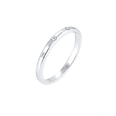 Image of Elli DIAMONDS Ring Women Band with Diamond (0.045 ct) in 925 Sterling Silver