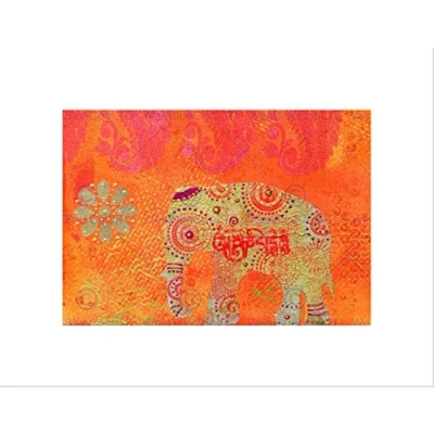 Image of Wee Blue Coo Dt Indian Collage Elephant Art Wall Print