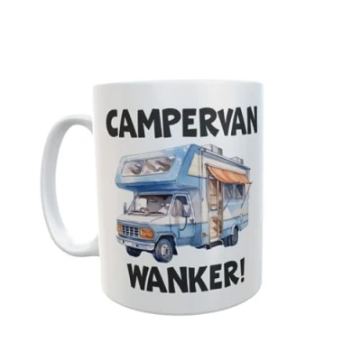 Image of Decalarama Campervan Mug Gift Wanker Novelty Rude Funny Holiday Travel Vacation Cup