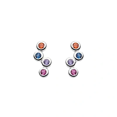 Image of Dew Sterling Silver and Multi Colour Cubic Zirconia Scattered Stud Earrings