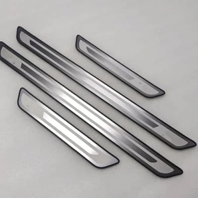 Image of SANQIUTOU Car Door Sill Protector Strips for BMW iX1 2022 2023 2024, Sticker Trim Non Slip Anti Scratch Stainless Steel Material, 4 Pcs,Silver