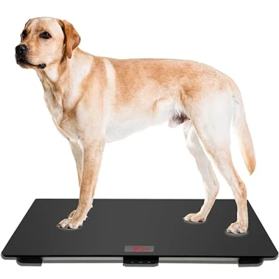 Image of Pet Scale for Large Dog, Veterinary With Non Slip Mat, Platform Scale, Weight Capacity Up to 220lbs, Tare/Hold, 31.5X 19.7 Inches, Size L, Black