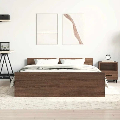 Image of vidaXL Bed Frame without Mattress Brown Oak 120x200 cm