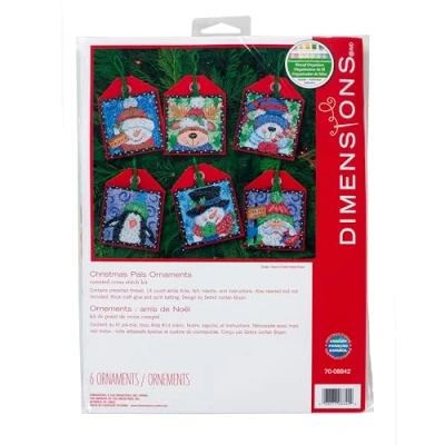 Image of Dimensions PK6, Cotton, Christmas Pals Ornaments (6 Count), 4 1/2 high (11cm)