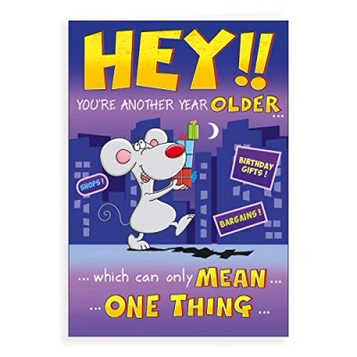 Image of Regal Publishing Humour Funny Birthday Card Mouse Hey older 7 x 5 inches