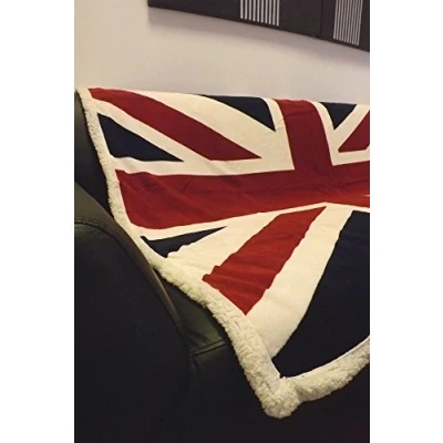 Image of Union Jack Fleece Blanket Throw Red Whit Blue. British Flag