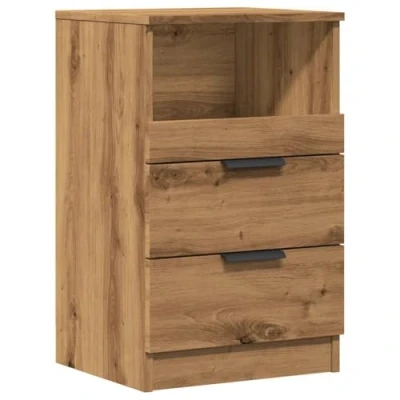 Image of vidaXL Bedside Table/Nightstand Engineered Wood Artisan Oak 3 Drawer Storage Office/Living Room/Bedroom 40x36x65 cm
