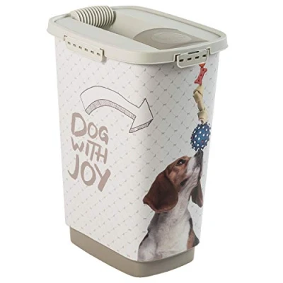 Image of Rotho, Cody, Animal feed container 25 l, Plastic (PP) BPA free, anthracite/white, 25l (33,0 x 25,0 46,3 cm)