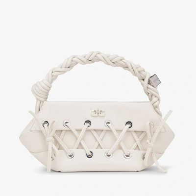 Image of Ganni Mini Eyelets Lace Up Leather Blend Bou Bag