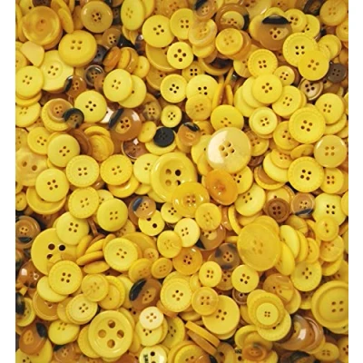 Image of celloexpress Honey Yellow Buttons Mixed Sizes and Colours of Various for Sewing Crafting Pack 50g