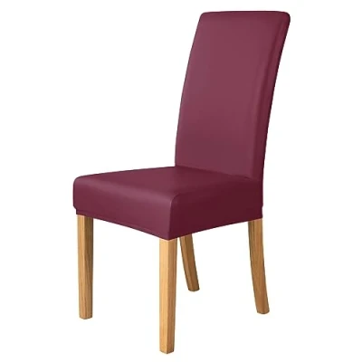 Image of iEventStar PU Faux Leather Waterproof Stretch Dining Chair Cover Protect Slipcover (Burgundy, 4)