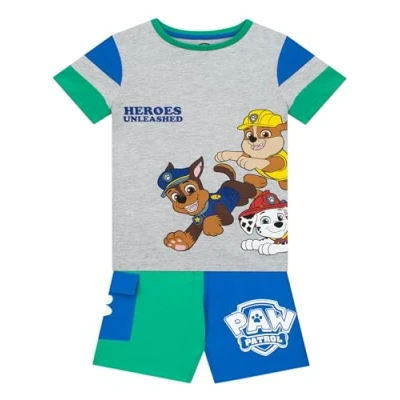Image of Paw Patrol T Shirt And Shorts Co Ord Set Chase, Rubble, Skye Marshall Short Grey 2 3 Years