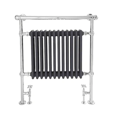 Image of Milano Elizabeth Chrome Anthracite Heated Towel Rail Overhanging 930mm x 790mm