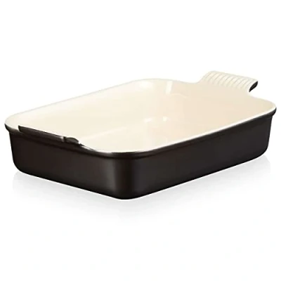 Image of Le Creuset Matte Black Stoneware Large 32cm Heritage Rectangular Dish