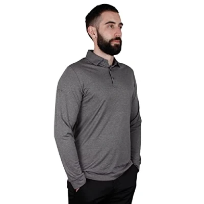 Image of Callaway Golf Mens Long Sleeve Polo Shirt Quiet Shade Heather S