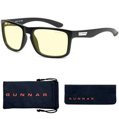 Image of Gunnar Gaming and Computer Eyewear Intercept Reading Strength + 2.0, Frame Colour: Onyx, lens Tint: Amber (Blocks 65% Blue Light &amp; 100% UV Light) Blocking Glasses Patented