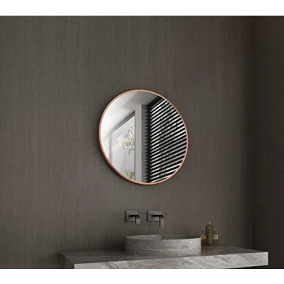 Image of Talos Noble Design Round Mirror with Copper Coloured Aluminium Frame, Ø 60 cm
