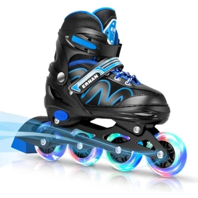Image of ERNAN Inline Skates,Adjustable Light up Kids Skates, Skates for Boys and Girls,Roller Blades Youth, Beginner (Blue, S)
