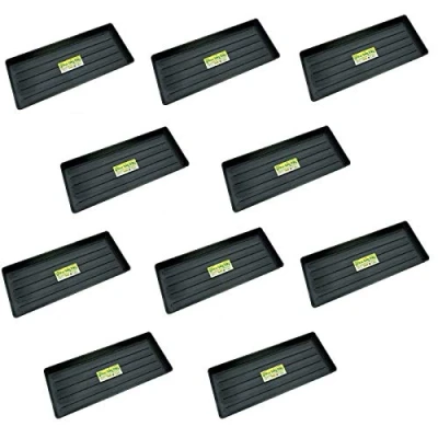 Image of Optimal Products Plastic Grow Bag Growbag Tray Garden Plant Watering Trays Pots Planters Halos Outdoors Gardening Greenhouse Germination (10)