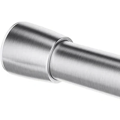 Image of iDesign 78670 Shower Curtain Rail, Medium Length Stainless Steel Tension Rod with no Drilling, Modern Telescopic Pole for Bathroom and Shower, Matte Silver, 127 221 cm